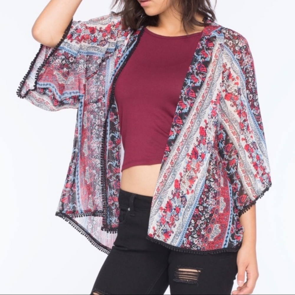 SOLD Women's Open Front Boho Kimono Cardigan XL